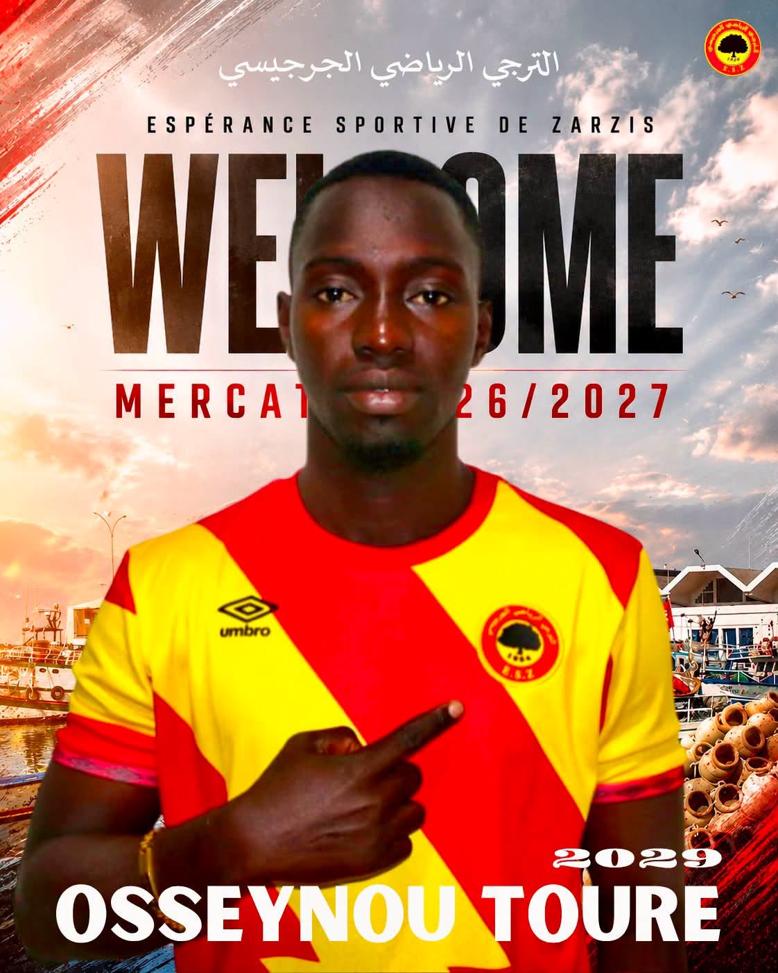 ▫️متوسط الميدان السينيغالي Osseynou Toure في الترجي الرياضي الجرجيسي لمدة 3 مواسم ❤️💛