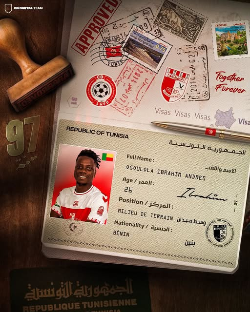 𝙒𝙚𝙡𝙘𝙤𝙢𝙚 Ibrahim  🇧🇯 Le milieu de terrain béninois Ibrahim Andres est arrivé à Béja. ⚡26 ans | Contrat de 2 ans ✍🏻